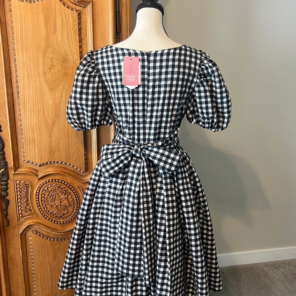 NEW Ivy City Co. 6 Cupcake Dress Black White Gingham Plaid Retro Checkered